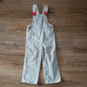 Vintage Sears Striped Engineer Overalls with Red Accents, 3T toddler boys retro